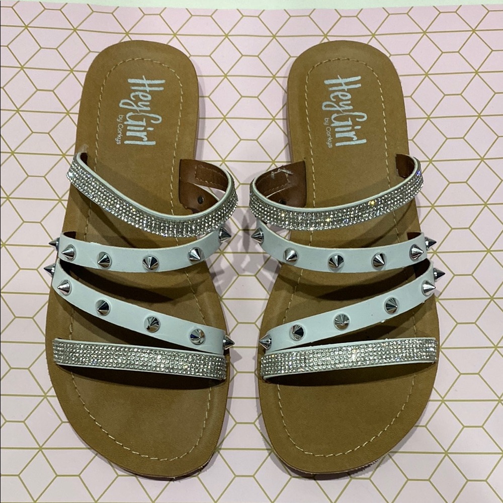 Corky’s White and Silver Studded Sandals